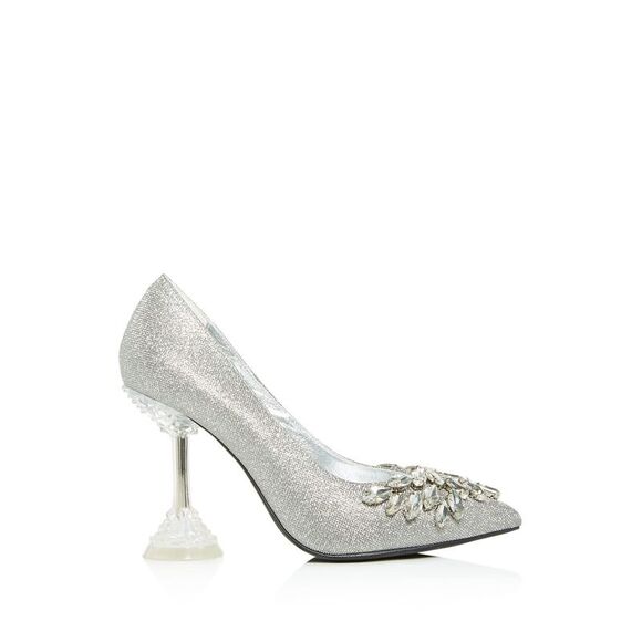 NWT JEFFEREY CAMPBELL Womens Silver Lure Toe Sculpted Heel Slip On Pumps 8 - Picture 2 of 3